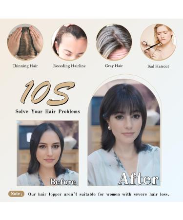 Hair Toppers for Women Clip in Bangs Real Human Hair,30g Brown Black Hair Topper for Women 150% Density Silk Base Clip in Hair Pieces Straight Hair for Thin Hair Daily Use - Buy Online on GoSupps.com