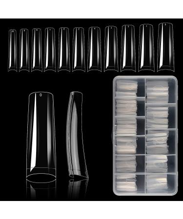 Yokilly Clear Coffin Nails Tips - 550PCS Long C Curved Nail Tips for Acrylic Nails - Professional Half Cover Square Soft Gel Fake Nail Tips for Nail Salons and DIY Nail Art - Buy Online on GoSupps.com