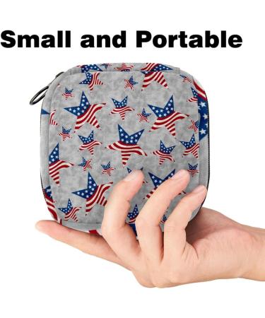 USA Patriotic Stars Menstrual Cup & Sanitary Napkin Storage Bag - Large Capacity Organizer for Girls Travel - Multi-Colored 7 - Buy Online on GoSupps.com
