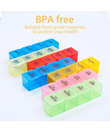 Weekly Pill Organizer for 4 Times a Day | 7-Day & 28-Day Portable Medication Box | Moisture-Proof Vitamin & Supplement Storage - Rainbow Color - Buy Online on GoSupps.com