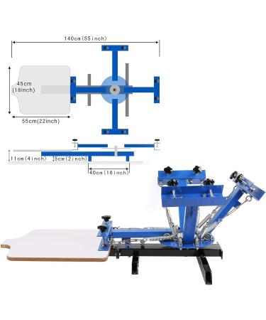 VEVOR Screen Printing Machine 4 Color 1 Station Screen Printing Press 21.7X 17.7 Inch Silk Screen Printing for T-Shirt DIY Printing Removable Pallet - Buy Online on GoSupps.com