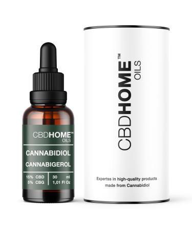 CBD HOME Oils - CBD Oil 15 + CBG 5-30ml - Organic Coconut & Hemp Oil Bases - Enriched with Pure CBD + CBG and Omega 3-6-9 - Certified CBD - Made in EU