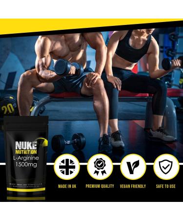 Nuke Nutrition L Arginine Capsules 1500mg - 365 Count - Nitric Oxide Supplement for Muscle Strength & Endurance - Pre Workout Energy Pills - Buy Online on GoSupps.com
