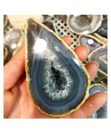 Natural Original Raw Agate Crystal Geode Cutting Hole Feng Shui Decor Stone Specimen Craft Collectibles (Size : 200-250g)