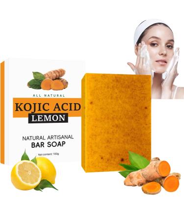 Turmeric Soap - Kojic Acid Soap - Tumeric Soap Bar - Dark Spot Corrector Remover - Body & Face Kojic Acid Soap Bar - Natural Handmade Soap for Acne Dark Spots Smooth Skin