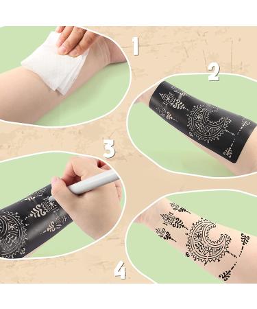 Koogel 16 Sheets Temporary Tattoo Stencil Kit - 114 Pcs Glitter Airbrush Stencils | Black - Buy Online on GoSupps.com