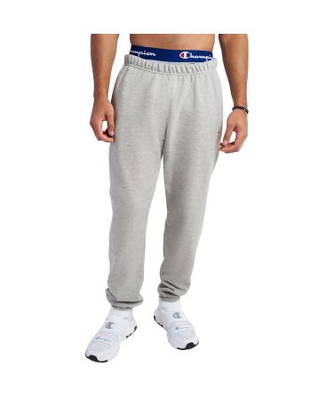 Champion Men's Reverse Weave Joggers, Mens Fleece Joggers, Mens Cotton Sweatpants, 30" Medium Oxford Gray C Logo
