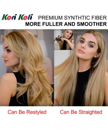 Blonde Long Wavy Clip-in Half Head Wig Extension - 210g Synthetic Hair for Women 8-22 - Buy Online on GoSupps.com