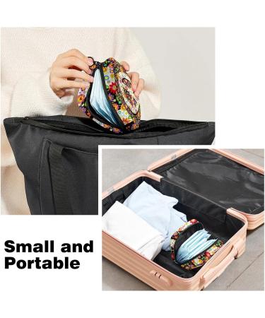 Stylish Menstruation Pad Bag with Zipper | Women's Tampon & Napkin Bag | Hippie Flowers & Peace Symbol Design - Buy Online on GoSupps.com