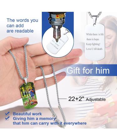 Photo Dog Tag Necklace Personalised Photo Necklace for Men Boyfriend Son Brother Father Uncle Dad Birthday Christmas Thanksgiving Day Anniversary 00-custom photo - Buy Online on GoSupps.com