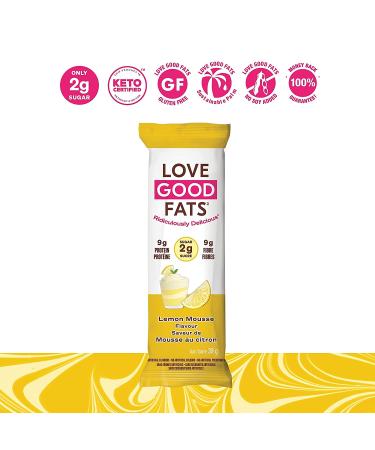 Love Good Fats Bars - Lemon Mousse - Keto-Friendly Protein Bar - Low Sugar, Low Carb, Non GMO - Gluten & Soy Free - 12 Count Pack - Buy Online on GoSupps.com