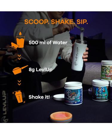 LevlUp Shiny Fox Gaming Booster Energy Focus and Concentration Drink Powder for Gamers with Taurine Caffeine L-Tyrosine and Vitamin B12 Peach and Lime Flavour 320 g 40 Servings - Buy Online on GoSupps.com