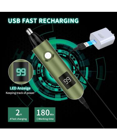 Imoebel 3-in-1 Nasal Hair Trimmer with LED Display | Double Cutting Blades for Nose Ear Eyebrow & Face Hair | Unisex Hair Cutter in Green - Buy Online on GoSupps.com