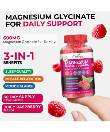 Magnesium Glycinate Gummies 600mg High Absorption Magnesium Gummies with L-Threonate Black Currant Oil Calcium Vitamin B6 Sugar Free Chews for Adults & Kids Relaxation Stress Relief Night Rest Raspberry 120 Count (Pa  - Buy Online on GoSupps.com