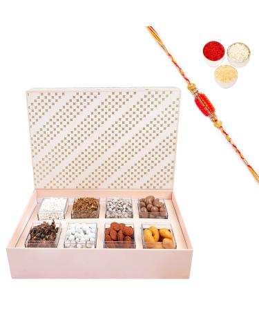 Jaiccha Ghasitaram Rakhi Gifts for Brothers 8 Container Box with Beads Rakhi