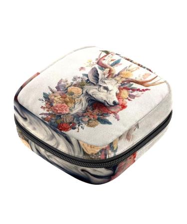 Floral Animal Sanitary Napkin Storage Bag Menstrual Pad Bag Portable Nylon Oxford Cloth Menstrual Cup Pouch with Zipper for Teen Girls Women Ladies Multicoloured 01