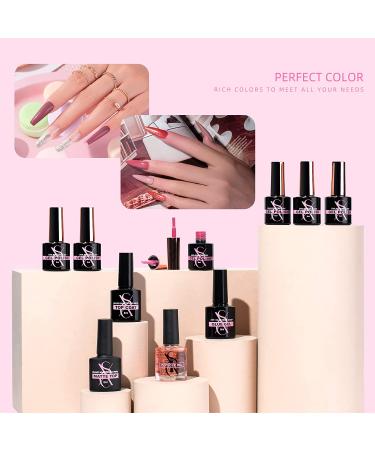 SXC Cosmetics G-45 Pink Gel Nail Polish Kit with XXL Nail Tips - Professional Nail Art Extension Starter Kit - Buy Online on GoSupps.com