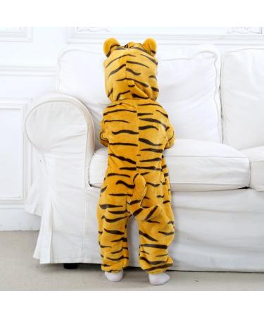 COOKY.D Baby Hooded Rompers | Winter Flannel Jumpsuit Pajamas | 12-18 Months | Tiger Design - Buy Online on GoSupps.com