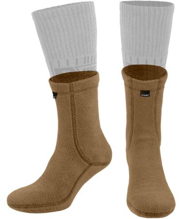 281Z Outdoor Warm 6 inch Liners Boot Socks - Military Tactical Hiking Sport - Polartec Fleece Winter Socks (Coyote Brown) X-Large Coyote Brown
