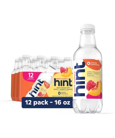 Hint Pure Water Zero Sugar - Peach Raspberry - Pack of 12 - 16 Fl Oz.