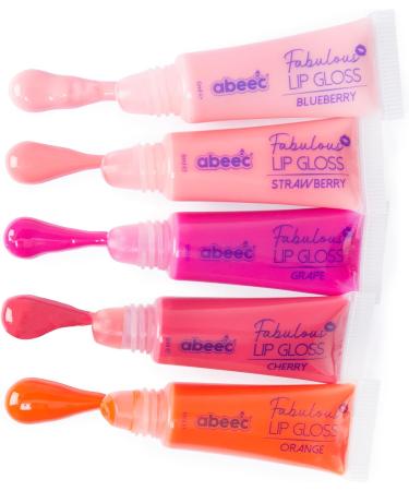 abeec Scented Lip Gloss Set 5 x Lip Gloss Pack - Strawberry Blueberry Cherry Orange And Grape Kids Makeup Sets For Girls Kids Lip Gloss Sets For Girls - Buy Online on GoSupps.com
