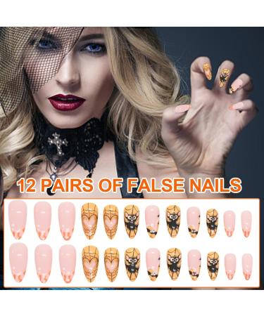 Paodduk Almond Halloween Nails Press On Almond Nails Almond Fake Nail Reusable False Nail Glue on Niail Press On Nail Manicure Decor for Girls - Buy Online on GoSupps.com