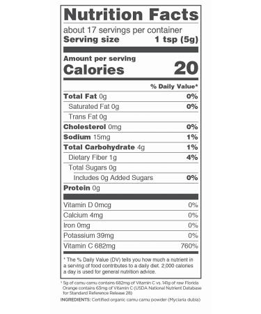 Navitas Organics Camu Camu Powder 3 oz. Bag - Organic, Non-GMO, Gluten-Free | 17 Servings - Buy Online on GoSupps.com