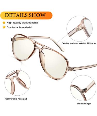 SODQW Aviator Blue Light Blocking Glasses for Women - Lightweight Computer Gaming Glasses with Anti-Eyestrain & UV Glare Protection - Brown Frame - Buy Online on GoSupps.com