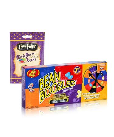 Jelly Belly Bean Boozled Jelly Beans Spinner Gift 3.5 Oz (100g) + Harry Potter Bertie Botts Every Flavour Jelly Beans 1.9 Oz (54g) Jelly Beans 2 Piece Set