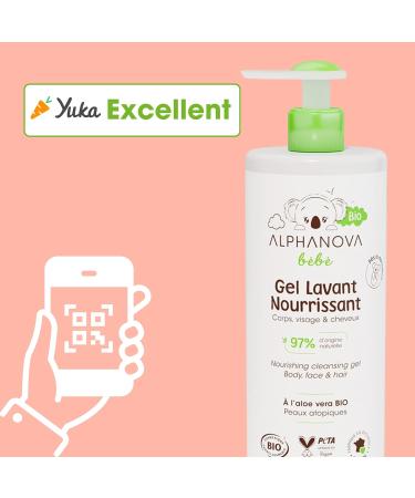 ALPHANOVA b b - Gel Lavant Nourrissant naturel et Bio* - Corps Visage et Cheveux - Sp cial peaux sensibles r actives ou s ches - Certifi Bio - Sans parfum - 400ml - Buy Online on GoSupps.com