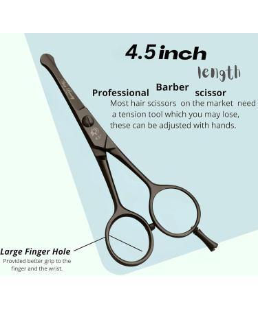 wishbeauty Hairdressing Scissors Kids Safety Round Tips and Curved Hair Scissors Children Haircut Scissors Hair Trimming Scissors Professional Salon Barber Scissors Baby (Black 4.5" Scissors) - Buy Online on GoSupps.com