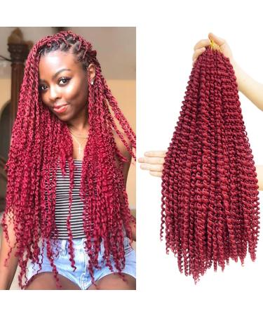 Passion Twist Hair 24 Inch 7 Packs Water Wave Crochet Hair Briads Burgundy Red Bug Color Pre-looped Braiding Hair Synthetic Crochet Hair For Black Women(24in 7pack bug) 24 Inch (Pack of 7) BUG
