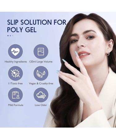 Saviland Poly Gel Slip Solution Kit 120ML - Anti-Stick Liquid with Dual-Ended Brush for Poly Extension Nails - Manicure Starter Kit for DIY Nail Art - Buy Online on GoSupps.com
