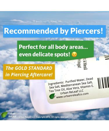 Urban ReLeaf 8oz Piercing Solution: Healing Sea Salts Botanical AFTERCARE - Gentle, Effective, 100% Natural - Buy Online on GoSupps.com