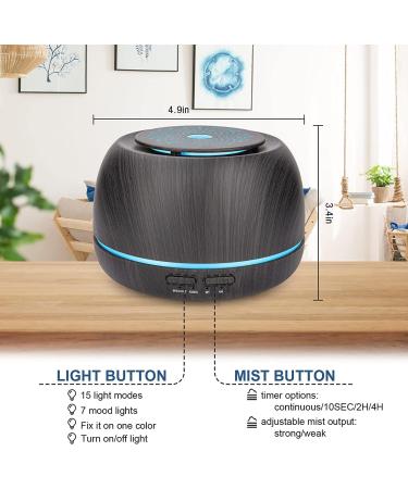 300ml Aroma Essential Oils Diffuser - 8-Hour Wood Grain Aromatherapy with Remote Timer & 7 Color Lights - International Shipping Available - Buy Online on GoSupps.com