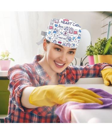 Adjustable Bouffant Scrub Cap Set | Galaxy Starry Color | 6 Pcs Working Caps with Button Sweatband for Women with Long Hair - Buy Online on GoSupps.com