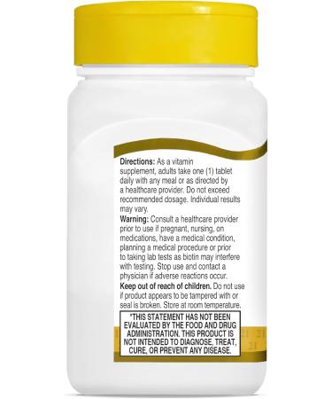 21st Century Biotin 10 000 mcg Tablets (360 Count) High Potency Biotin Supplement Supports Hair Skin & Nail Health Gluten & Sugar-Free Daily Vitamin B7 Supplement Non-GMO - Buy Online on GoSupps.com