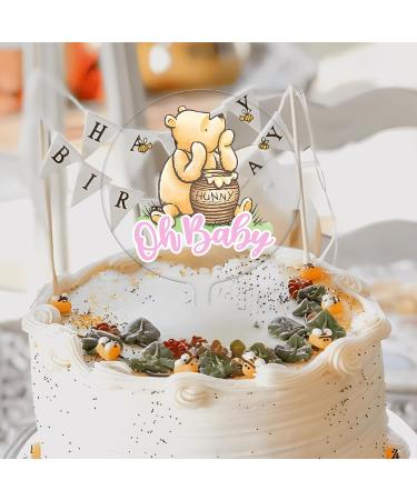 Winnie Pink Oh Baby Cake Topper for The Pooh Baby Shower Decorations Girls Acrylic 5inch Cake Toppers Cupcake Toppers - Buy Online on GoSupps.com