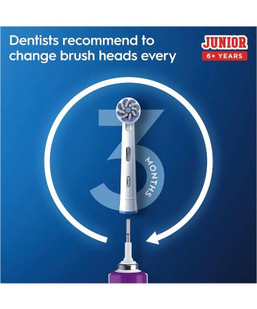 Oral-B Kids Electric Toothbrush | Kid-Friendly Sensitive Mode | Christmas Gift for Junior Kids Ages 6+ | Purple | 1 Toothbrush Head | 2 Pin UK Plug | 1 Count - Buy Online on GoSupps.com