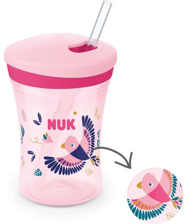 NUK Action Cup 230ml Chameleon Effect Bird (Pink) | Twist Lid, Soft Straw, Leak-Proof, BPA-Free | For Children 12+ Months - Buy Online on GoSupps.com