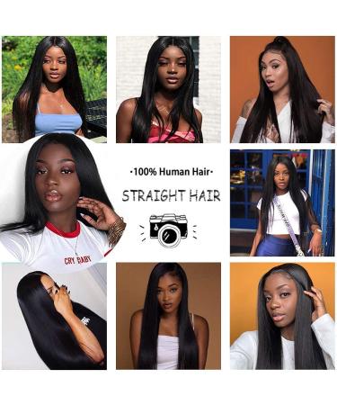 Muokass 4x4 HD Lace Closure Wig 18 inch - 180% Density Straight Brazilian Virgin Hair - Natural Color, Pre Plucked, Glueless, Elastic Bands - for Black Women - Buy Online on GoSupps.com