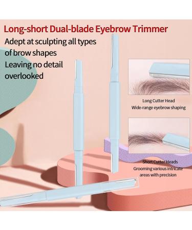 Eyebrow Razor & Face Shaver for Women & Men - Double-headed Dermaplaning Tool for Facial Hair Removal - Protective Blade Cover - Blue - Buy Online on GoSupps.com