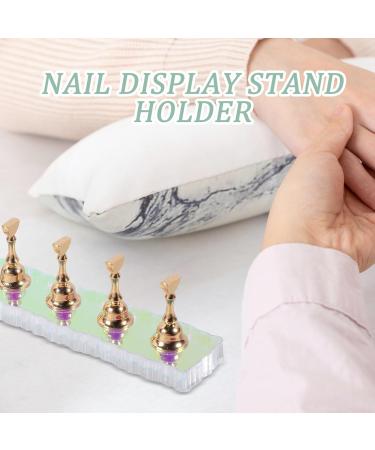 Beavorty 1 Set Acrylic Nail Display Stand Nail Practice Holder Magnetic Nail Practice Stand Fingernail Diy Nail Stand for False Nail Manicure Tool Salon Use Golden - Buy Online on GoSupps.com