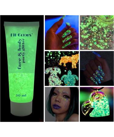 Glow in The Dark Body Glitter Gel - Holographic Chunky Makeup for Face, Body & Hair - Waterproof & Long Lasting - Carnival Party Luminous Glitter Gel (8 Colors) - Buy Online on GoSupps.com