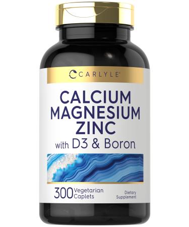Carlyle Calcium Magnesium Zinc D3 | 300 Caplets | with Boron | Vegetarian Non-GMO & Gluten Free Supplement 300 Count (Pack of 1)