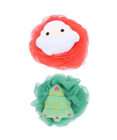 Beaupretty 2Pcs Christmas Bath Loofah Santa Claus Xmas Tree Mesh Pouf Shower Sponge Body Scrubber Exfoliator for Bathroom Kids Tools 18x12.5cm - Buy Online on GoSupps.com