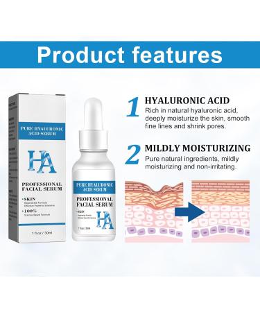Hyaluronic Acid Facial Essences Pure Hyaluronic Acid Facial Serum.Pore Shrink Serum Anti Age Hyaluronic Acid Serum Tightening Nourishing and Firming Essence Liquid Whitening Hyaluronic Essence 30ML - Buy Online on GoSupps.com