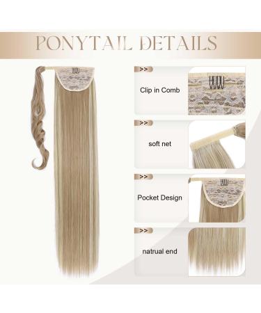 32 inches Super Long Straight Wrap Around Ponytail Hair Extension Clip in Ponytail Hair Extensions Hairpiece for Women Sandy Blonde & Bleach Blonde - Buy Online on GoSupps.com
