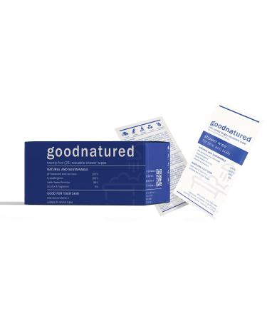 Goodnatured 25 Count Outdoor Shower Camping Wipes with Aloe Vera and Vitamin E, Unscented Hypoallergenic Non-Toxic Sustainable Eco-Friendly Alcohol-Free (25 Singles)
