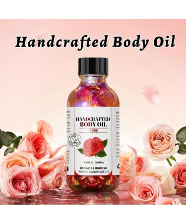 Handcrafted Rose Body Oil with Jojoba Sweet Almond & Coconut Oils Hydrating & Nourishing Multi-Use Moisturizer for Body Massage & Dry Skin Infused with Real Rose Petals 4.06 fl oz - Buy Online on GoSupps.com